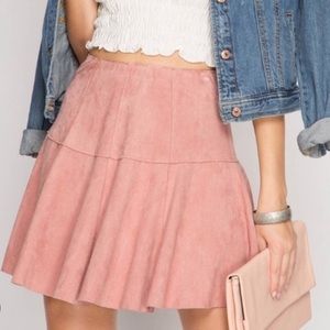 Suede blush pink skirt